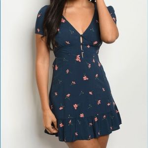 Sale! Navy Blue Floral Dress